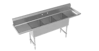product of Krowne CS-1818-3-LR-LF Three Compartment Sink, 90"W X 24"D X 43"H