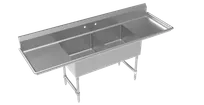 product of Krowne CS-2424-2-LR-LF Royal Series 2-Compartment Commercial Sink with Left & Right Drainboards