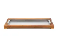 product of Mibrasa GLW445 Llauna, 17-1/2"W X 9-1/5"D, Stainless Steel with Wood Sup