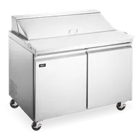 product of Omcan USA 50129 36" 2-Section Mega Top Sandwich and Salad Prep Table, 15 Pans, Stainless Steel