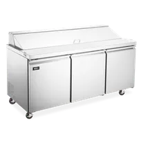 product of Omcan USA 50130 70.4" 3-Section Mega Top Sandwich Prep Table, 30 Pans, Stainless Steel