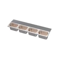 product of Krowne KR-UMGT-4 Royal Stainless Steel 28" Wide Garnish Tray with (4) NSF-Certified Condiment Cups