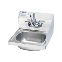 product of Krowne HS-2-RS 15" Wall Mounted Hand Sink with Faucet - 20 gauge / Back & Right Splashes