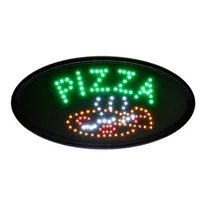 product of Alpine Industries ALP497-07 LED Pizza Sign 23"W x 14"H Wall-Mount Black Alum Fl/Steady C+Cord Switch