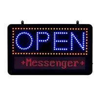 product of Alpine Industries ALP497-10 LED Open Sign, 11"W x 1-1/2"D x 13"H, Black, 99 Msg, Chain, 12V Adapter