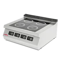 product of BakeMax BMPLS7IND020 (4) Burner Countertop Induction Range, Stainless Steel Construction With Glass Cooking Surface