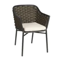 product of G & A 827 Aluminum Balmain Side Chair, Synthetic Teak Back & Seat, Black Frame, Stackable