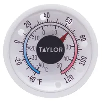 product of Taylor Precision 5380N Wall Thermometer, Indoor/Outdoor, 1-3/4" Dial, -40° to 120°F, Adhesive Mount