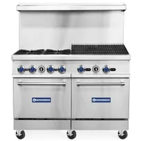 product of Standard Range SR-R48-24CB 48" Gas Restaurant Range w/ (4) Burners & 24" Charbroilers
