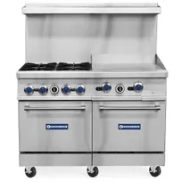 product of Standard Range SR-R48-24MG 48" Gas Restaurant Range w/ (4) Burners, 24" Griddle & (2) Ovens