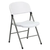 product of Flash Furniture DAD-YCD-70-WH-GG Hercules Series Folding Chair, 330 lb, White Plastic Seat & Back, Gray Frame