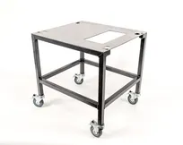product of Edlund MP201 French Fry Cutter Mobile Stand, 48" Width, 4-Wheel Casters, Stainless Steel Frame, Black Finish