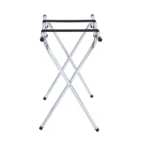 product of Winco TSY-1A Tray Stand with Bar, 31" High Chrome-Plated Steel, Silver Frame, Black Strap - Restaurant Service Stand