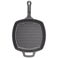 product of Winco CAGP-10S FireIron 10 1/2" x 10 1/2" Square Cast Iron Pre-Seasoned Induction Grill Pan
