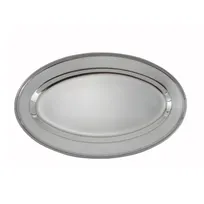 product of Winco OPL-16 Oval Stainless Steel 16" x 10-1/4" Platter
