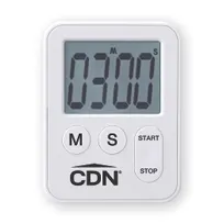 product of CDN TM28-W Mini Digital Timer, 2-1/10"W x 3/8"D x 2-3/4"H, 100-Minute, 60-Second Alarm, White