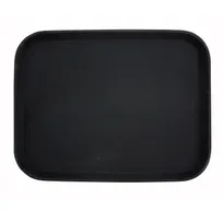 product of Winco TRH-1418K Easy-Hold Non-Slip Serving Tray, 14" x 18" Rectangular Black Plastic Rubber Lined Surface, NSF Certified