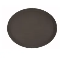 product of Winco TRH-2722 Easy-Hold Oval Serving Tray, 22" x 27" Brown Plastic with Rubber Lined Non-Slip Surface, NSF Certified