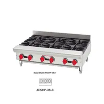 product of American Range ARSHP-36-3 36" Countertop Gas Hotplates w/ (3) Burners, 18" Depth, 96.000 BTU
