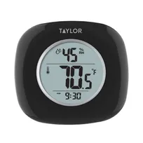 product of Taylor Precision 1745BK Thermometer/Hygrometer, Black, 14°F-122°F Temp, 20%-90% Humidity, Clock