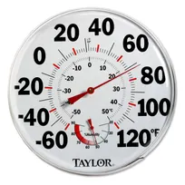 product of Taylor Precision 497J Wall Thermometer, Humiguide, 12" Diameter, -60° to 120°F, Metal Construction