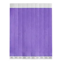 product of Winco WB-100PU-S Bar Maid Wristbands, 3/4"W x 9.5"L Tyvek No-Tear, Numbered, Purple Solid - 500/Pack