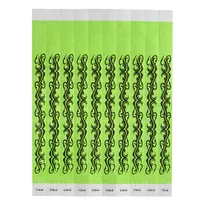 product of Winco WB-TATTOO BarMaid Wristbands, 3/4"W x 9.5"L Tyvek No-Tear, Seq # Tattoo Green/Black - 500/Pack