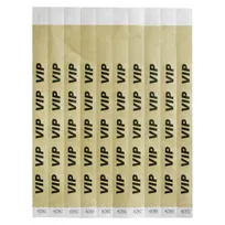 product of Winco WB-VIP Bar Maid Wristbands, 3/4"W x 9.5"L Tyvek No-Tear, Gold/Black VIP, Numbered - 500/Pack