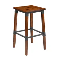 product of Flash Furniture 2-XU-DG-W0247B-GG Dining Barstool, 500 lb, Rustic Walnut Finish, Beechwood Frame, Floor Glides