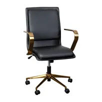 product of Flash Furniture GO-21111B-BK-GLD-GG James Mid-Back Office Chair, 18-21.75" Adjustable Seat Height, 300 lb, LeatherSoft Upholstery, Brushed Gold Arms