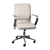 product of Flash Furniture GO-21111B-TAUPE-CHR-GG James Mid-Back Office Chair, 18-21.75" Adjustable Seat Height, 300 lb. Weight Capacity, LeatherSoft Upholstery, Brushed Chrome Arms