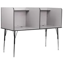 product of Flash Furniture MT-M6222-DBLSC-GRY-GG Double Study Carrel, Nebula Grey Finish, Height Adjustable Legs, Wire Management Grommet