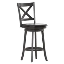 product of Flash Furniture ES-UN1-29-GY-GG Felicity Gray Swivel Barstool, Crossback, Padded LeatherSoft, 300 lb, Wood Frame, Gray Wash Walnut