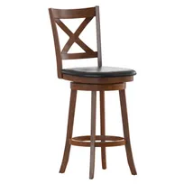 product of Flash Furniture ES-UN1-29-OAK-GG Felicity Swivel Barstool, 300 lb, Antique Oak, LeatherSoft Seat, Crossback