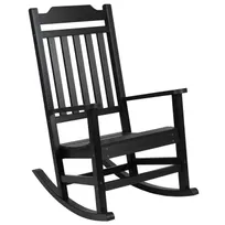 product of Flash Furniture JJ-C14703-BK-GG Outdoor Rocking Chair, 225 lbs, Polystyrene Faux Wood, Black, Plastic Frame