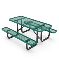 product of Flash Furniture SLF-EML-72-GN-GG 6ft Outdoor Rectangular Picnic Table, Green Metal Mesh Top, Black Steel Frame