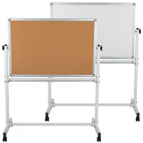 product of Flash Furniture YU-YCI-001-CK-GG Magnetic Cork Board, 45-1/4" x 54-3/4" Aluminum Frame, Tray Casters