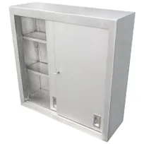 product of IMC Teddy OC-9615SS 96" Wall-Mounted Stainless Steel Cabinet, 15"D x 96"W x 36"H, 18/304 Stainless Steel, 4 Sliding Doors