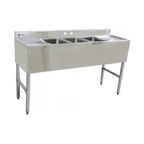 product of Omcan USA 25274 Underbar Sink Units, 3 Compartment with 2 Drainboards