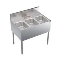 product of Krowne KR24-33C 36" Underbar Sink Units, 3 Compartment without Drainboard