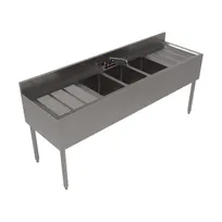 product of BK Resources UB4-21-372TS 72" Underbar Sink Units, 3 Compartment with 2 Drainboards