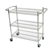 product of CAC China ACCW-2448S Utility Cart, 48"L x 24"W x 42"H, 3-Tier Chrome Plated Steel, NSF KD Certified