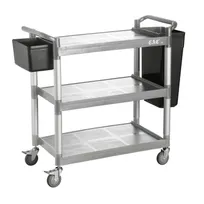 product of CACChina BTUC-19GY 3-Tier Utility Cart 40-1/8"L x 19-3/4"W x 37-3/4"H 400 lbs Polypropylene Black BPA-Free