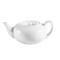 product of CACChina TPW-2 Teapot, 30oz, 8"x3-1/2"x5" White Porcelain Lid, Dishwasher Safe - 1 Dozen