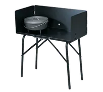 product of Lodge A5-7 Cooking Table– 32" L x 16" W x 26" H, 1/8" Steel Deck, Black Finish, Collapsible, 3‑Sided Windscreen