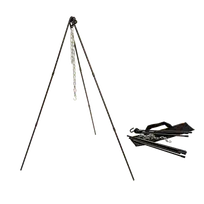 product of Lodge ATP2 Dutch Oven Tripod, 40-60" Adjustable Legs, 36" Chain, 1/2" Bar Stock Steel, Black