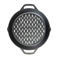 product of Lodge L10GPL 12" Round Cast Iron Grill Pan, Dual Handled, 2-1/4" High, Induction Ready, Made in USA
