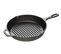 product of Lodge L8GP3 Cast Iron Grill Pan - 10-1/4" Round, 2-5/8" High, Induction Ready, Helper Handle, USA