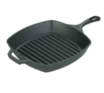 product of Lodge L8SGP3 Grill Pan - 10" x 2-5/8" Square, Induction Ready, Cast Iron, Made in USA, Helper