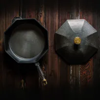 product of Lodge SL14-10001 Cast Iron Skillet 14" X 3-1/4" H With Lid, Steel Handle, Induction Ready, Oven Safe
